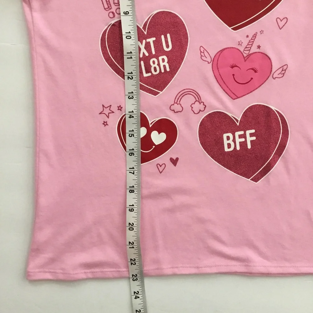 Children’s Place Girls Shirt Pink Candy Hearts Size XL 14